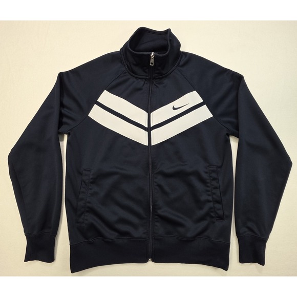 Nike Jacket Mens M Blue White Track Pockets‎ Full Zip Long Sleeve Mid Weight - Picture 1 of 11